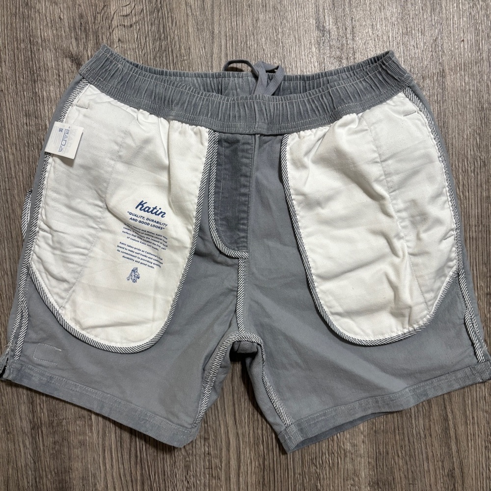 Katin Men's Corduroy Shorts Size Small, Gray, Elastic Waist, Drawstring - Picture 7 of 11